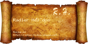 Radler Hódos névjegykártya